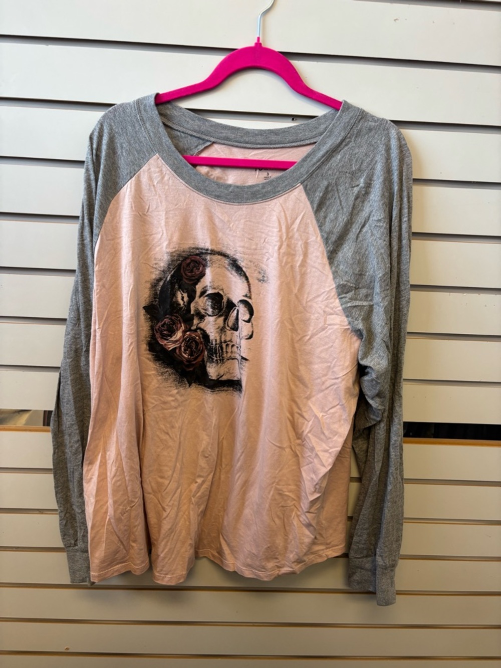 torrid Pink and Gray Long Sleeve Raglan Top